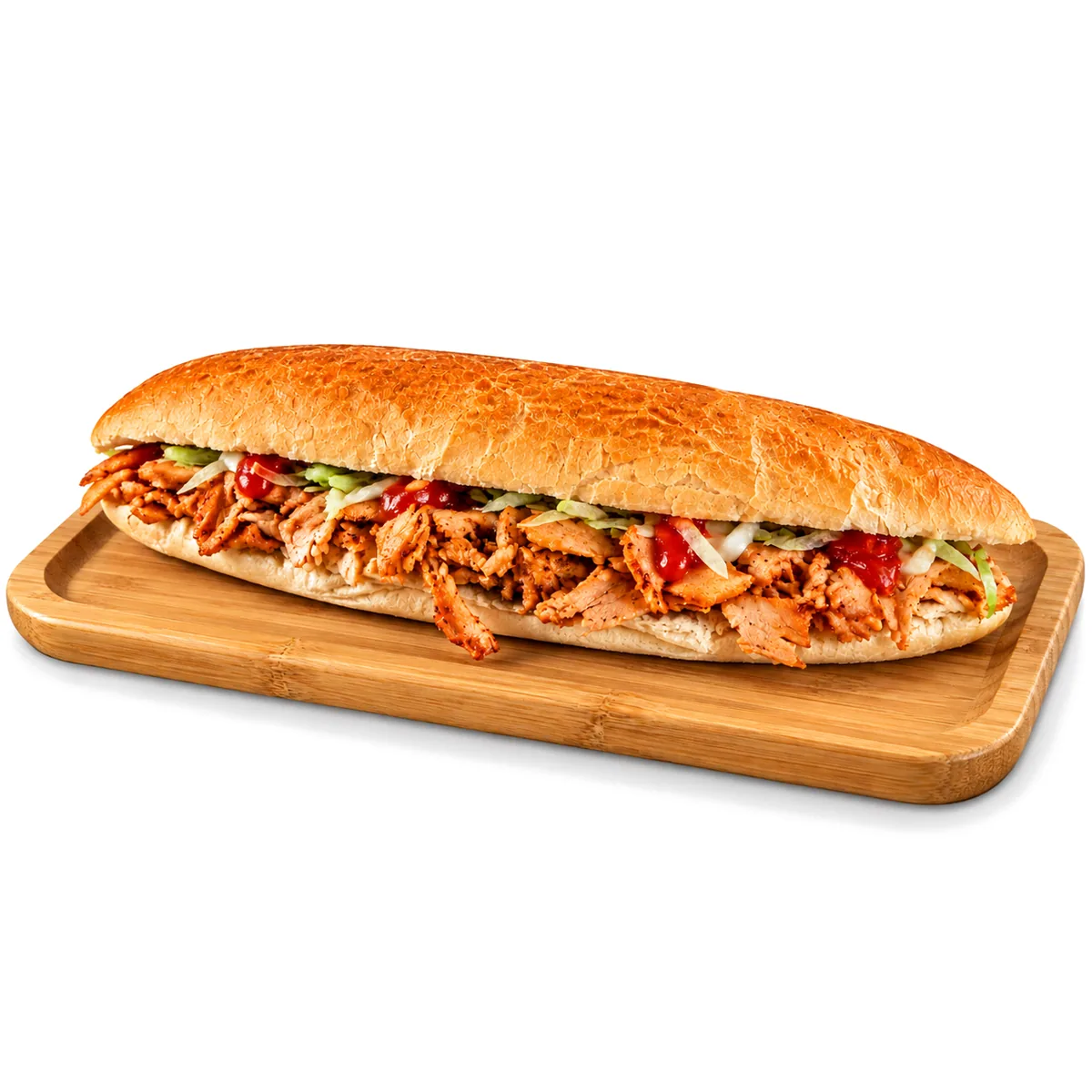 Köşem Fast Food tavuk döner, ahşap servis tahtasında